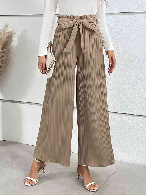 Tied Wide Leg Long Pants Bazaarbey