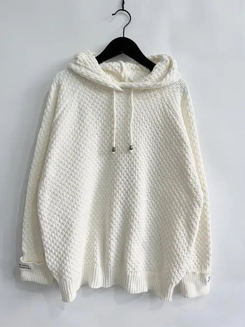 Drawstring Long Sleeve  Hooded Sweater Bazaarbey