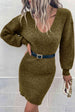 Ribbed Long Sleeve Sweater Dress Bazaarbey