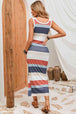 Striped Drawstring Ruched Square Neck Sleeveless Dress -BazaarBey - www.shopbazaarbey.com