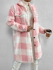 Plaid Collared Neck Button Down Coat Trendsi