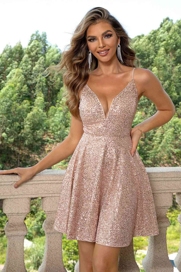 Sequin Spaghetti Strap Dress Bazaarbey