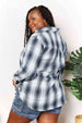  Plaid Dropped Shoulder Shirt Trendsi