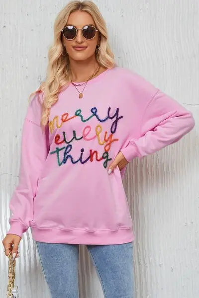 Letter Graphic Dropped Shoulder Sweatshirt Bazaarbey