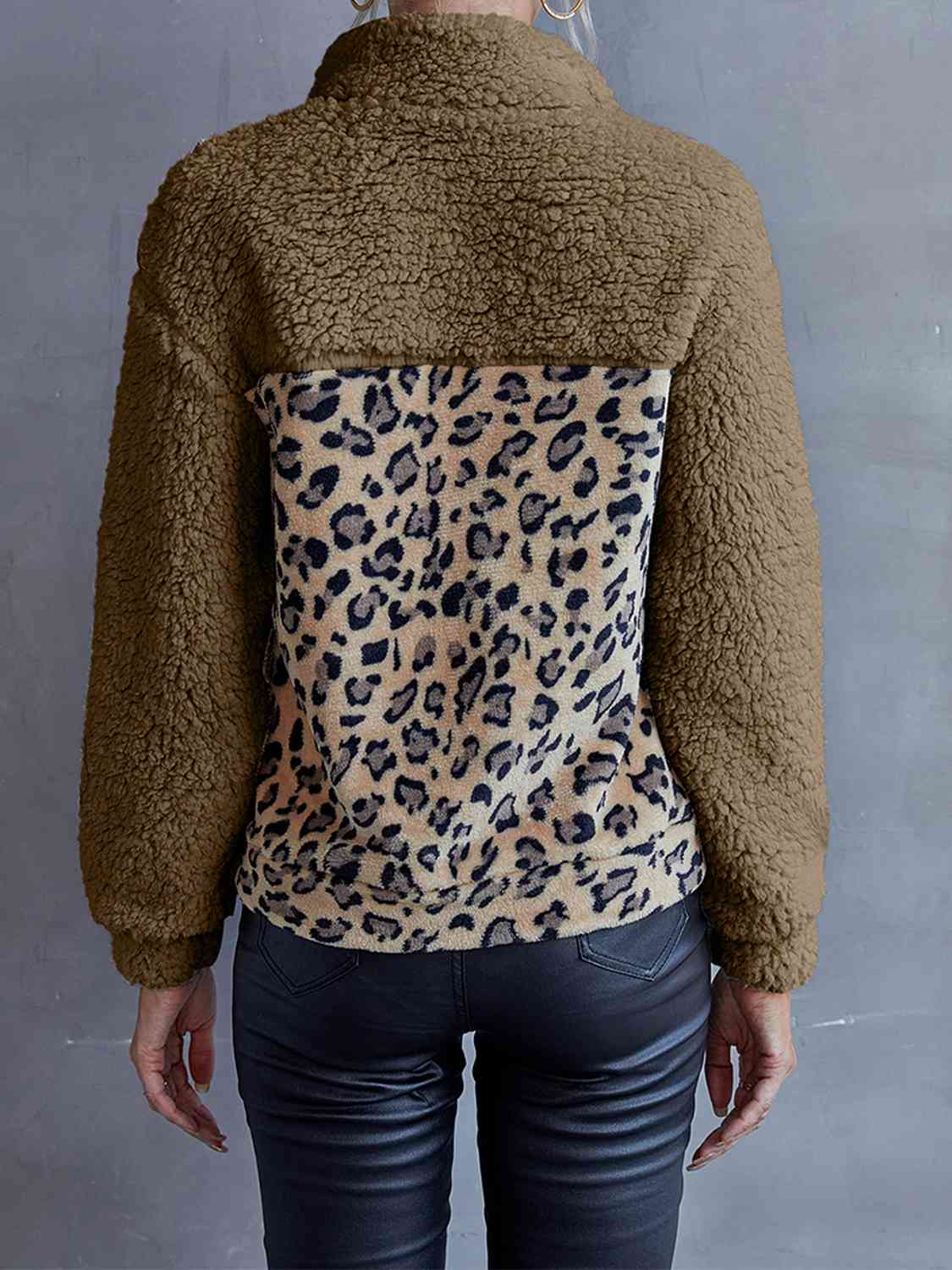  Quarter-Snap Teddy Sweatshirt Trendsi