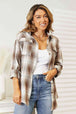  Plaid Dropped Shoulder Shirt Trendsi