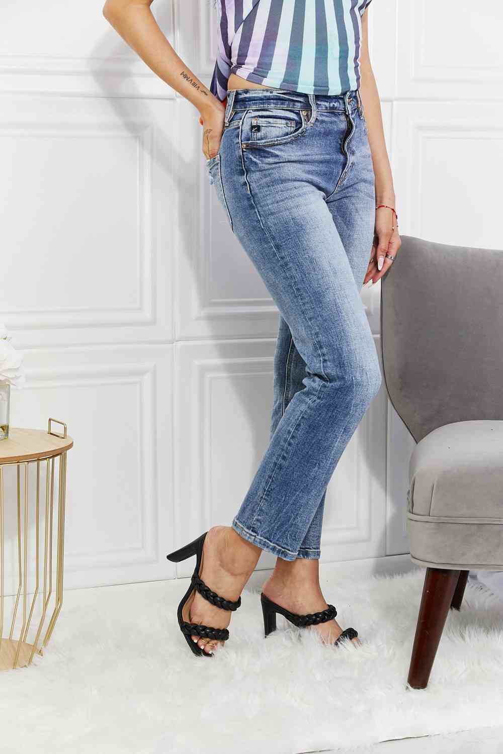   Amara High Rise Slim Straight Jeans Trendsi