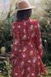 Printed Mock Neck Long Sleeve Tie Waist Mini Dress -BazaarBey - www.shopbazaarbey.com