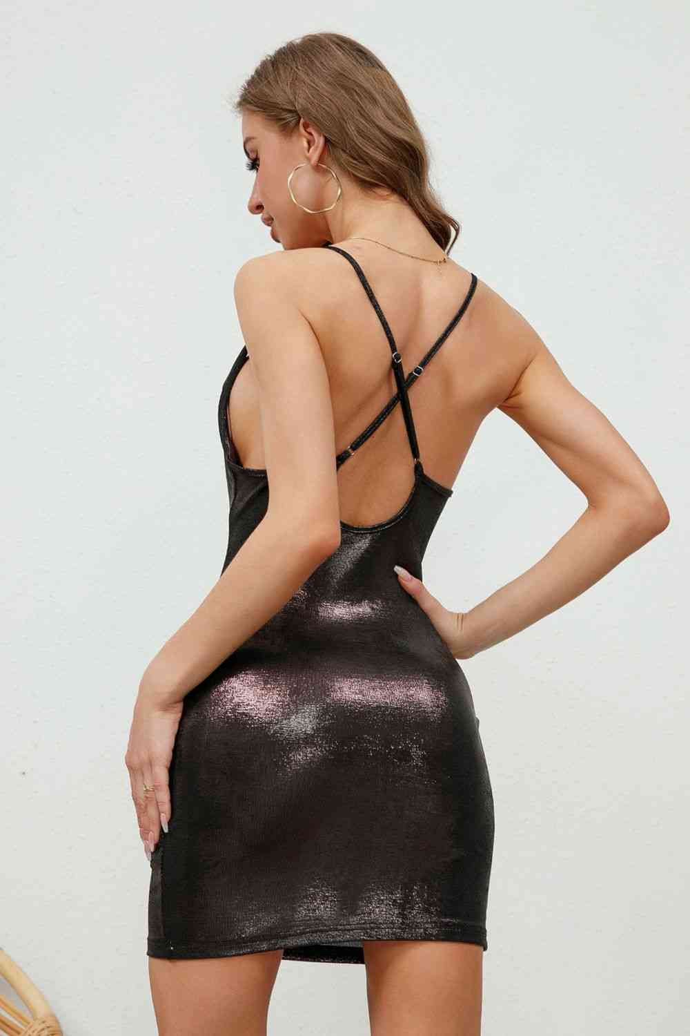 Backless Cowl Neck Pencil Dress -BazaarBey - www.shopbazaarbey.com