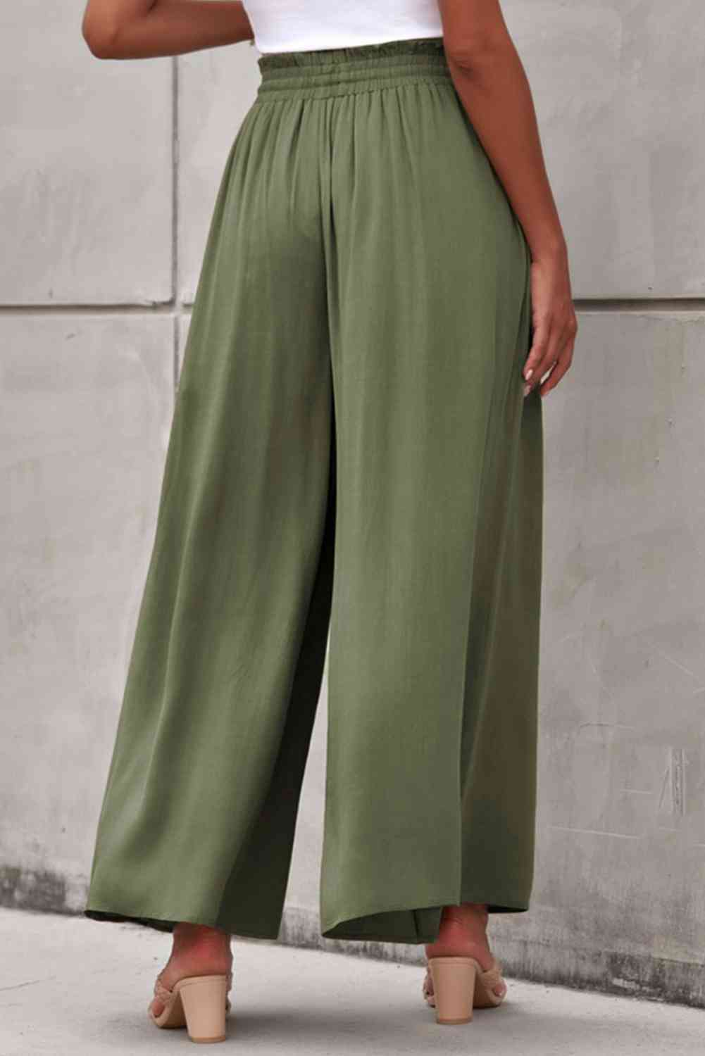 Drawstring Waist Wide Leg Pants Bazaarbey