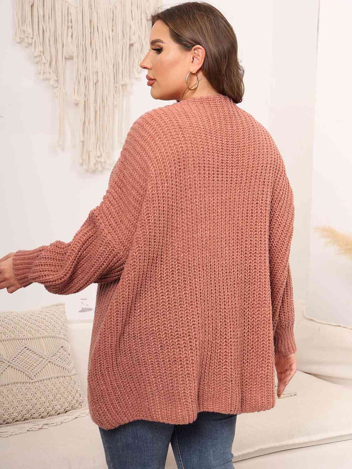   Dropped Shoulder Knit Cardigan Trendsi