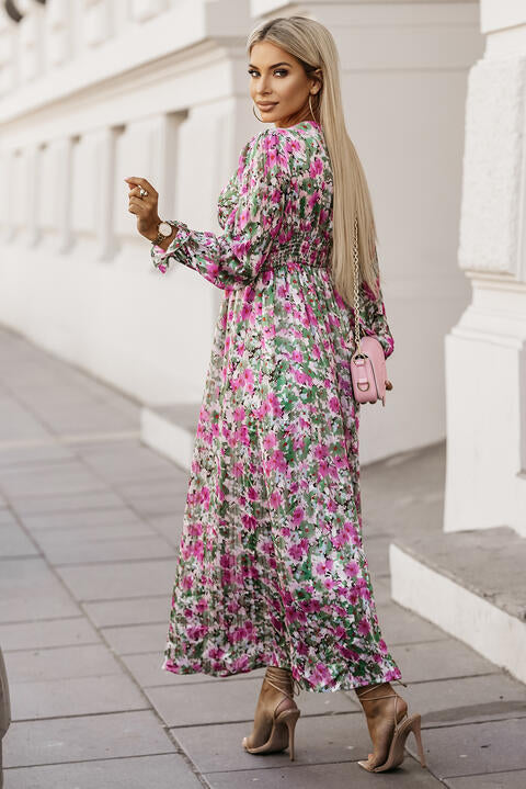 Floral Deep V Maxi Dress Bazaarbey