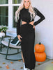 Cutout Round Neck Long Sleeve Slit Maxi Dress -BazaarBey - www.shopbazaarbey.com