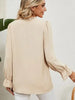 Button Up Flounce Sleeve V-Neck Shirt Bazaarbey