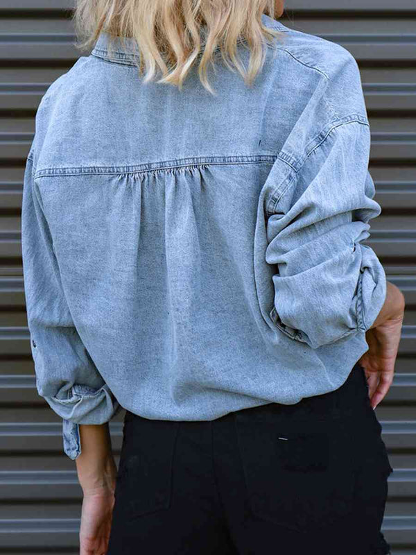 Tie Detail Denim Top Bazaarbey