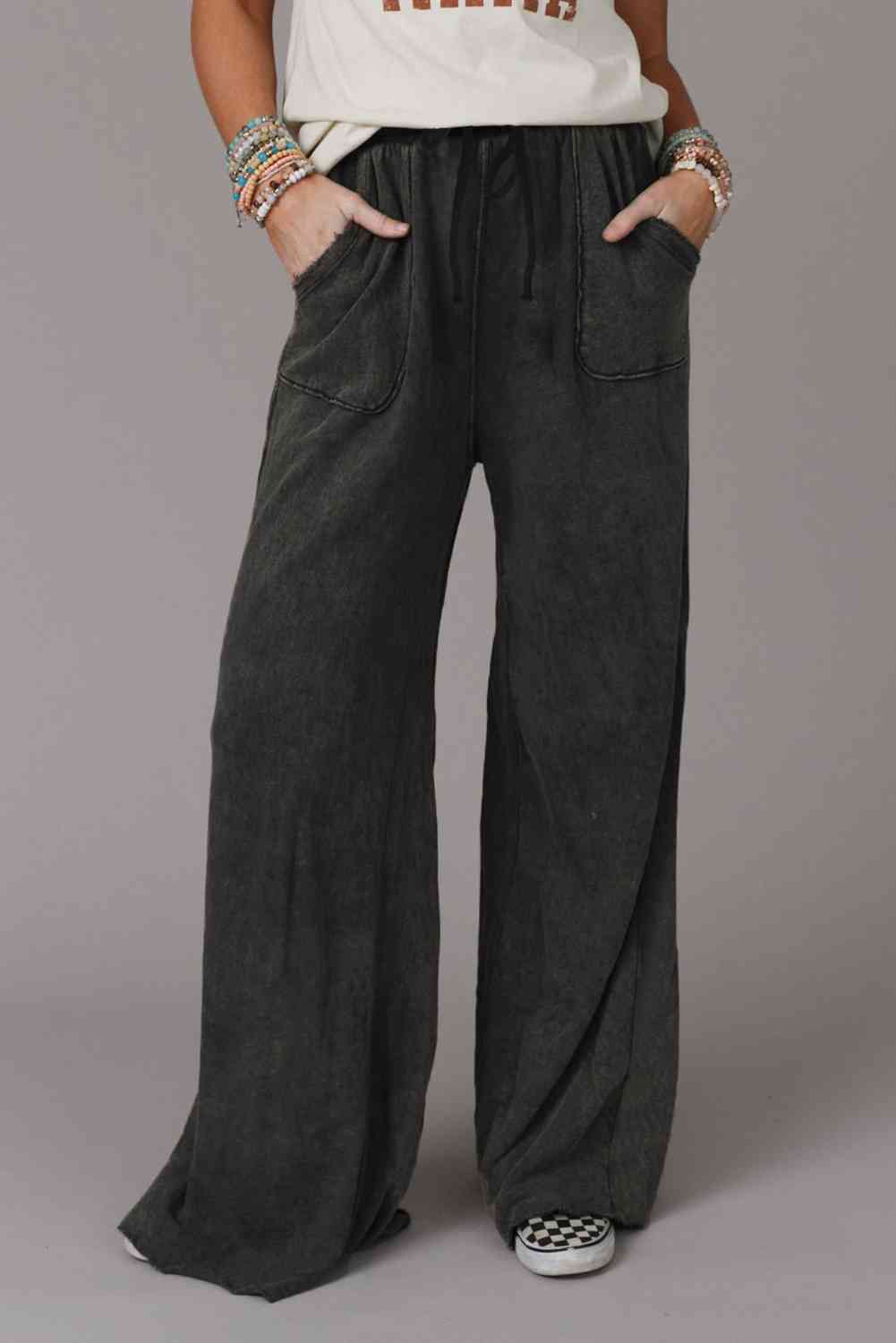 Wide Leg Pocketed Pants Bazaarbey