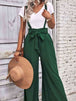 Tie Belt Wide Leg Overalls Bazaarbey