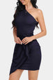 Tie Front One-Shoulder Sleeveless Dress -BazaarBey - www.shopbazaarbey.com