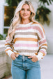 BazaarBey  Striped Round Neck Long Sleeve Knit Top 