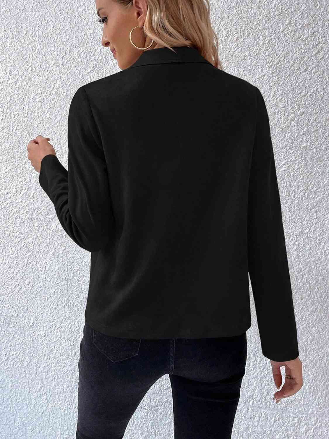 Collared Neck Long Sleeve Jacket Trendsi