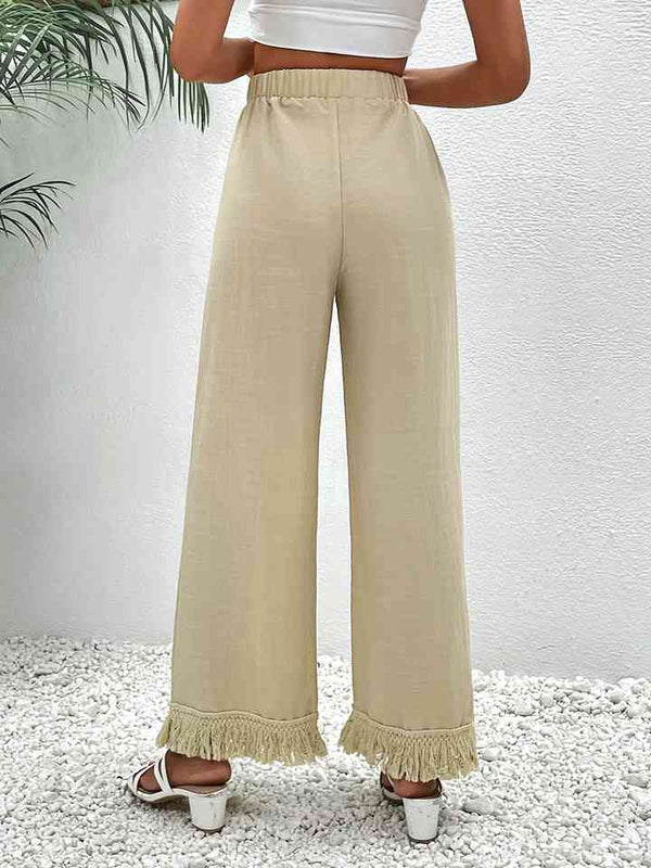 Fringe Detail Wide Leg Pants Bazaarbey