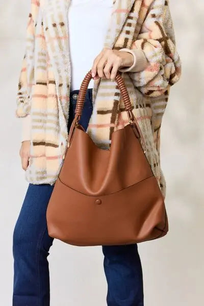  Vegan Leather Handbag with Pouch Trendsi