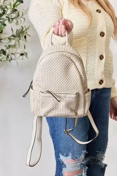  PU Leather Woven Backpack Bazaarbey