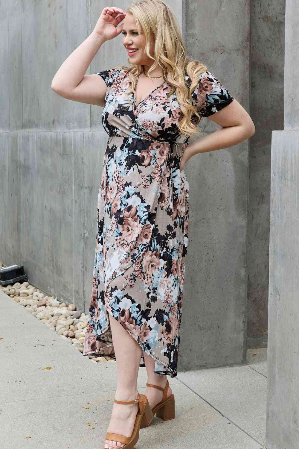 Heimish Give Me Roses Full Size Floral Maxi Wrap Dress -BazaarBey - www.shopbazaarbey.com