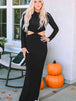 Cutout Round Neck Long Sleeve Slit Maxi Dress -BazaarBey - www.shopbazaarbey.com