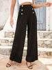 Buttoned High Waist Relax Fit Long Pants Bazaarbey