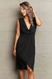 Deep V Sleeveless Tulip Hem Dress -BazaarBey - www.shopbazaarbey.com