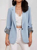 Lapel Collar Roll-Tab Sleeve Blazer Bazaarbey