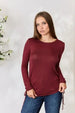  Full Size Drawstring Round Neck Long Sleeve Top Trendsi