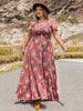 Plus Size Floral Slit Ruffle Hem Dress Bazaarbey