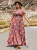 Plus Size Floral Slit Ruffle Hem Dress Bazaarbey