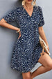  Floral Empire Waist Plunge Short Sleeve Dress -BazaarBey - www.shopbazaarbey.com