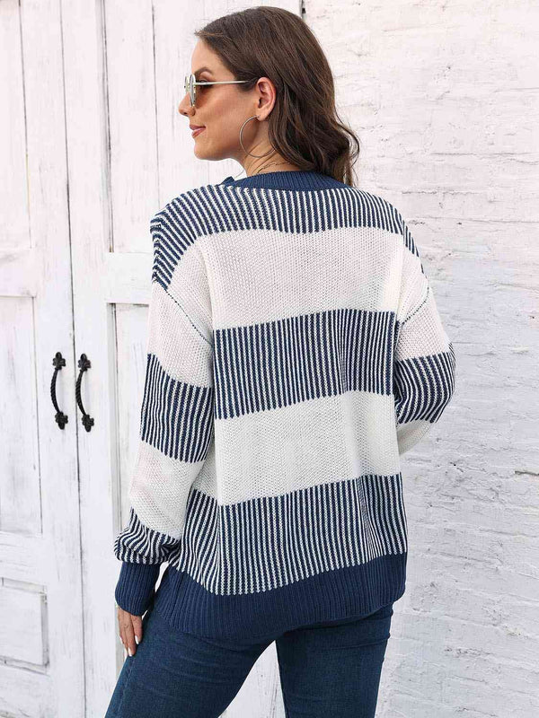 Full Size Round Neck Drop Shoulder Sweater Bazaarbey