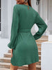 Round Neck Tie Front Long Sleeve Dress Bazaarbey