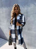 Plaid Collared Neck Longline Shirt Bazaarbey