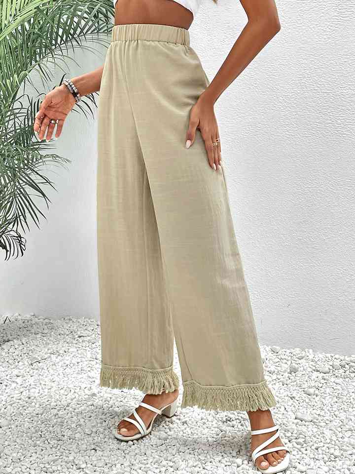 Fringe Detail Wide Leg Pants Bazaarbey