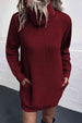 Turtleneck Sweater Dress with Pockets Bazaarbey