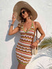 Multicolored Chevron Stripe Halter Neck Sweater Dress Bazaarbey