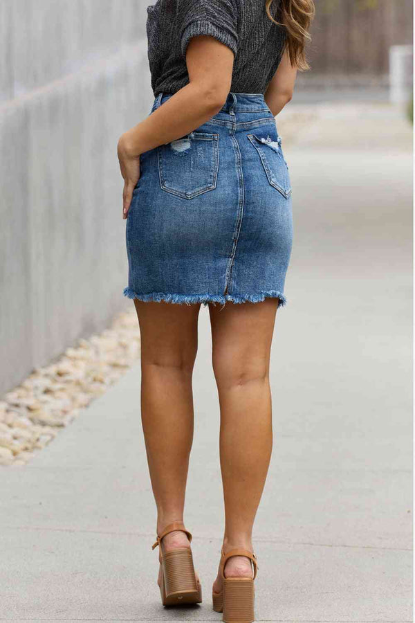 RISEN Amelia Full Size Denim Mini Skirt Bazaarbey