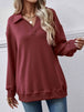 Collared Neck Dropped Shoulder Sweatshirt Bazaarbey