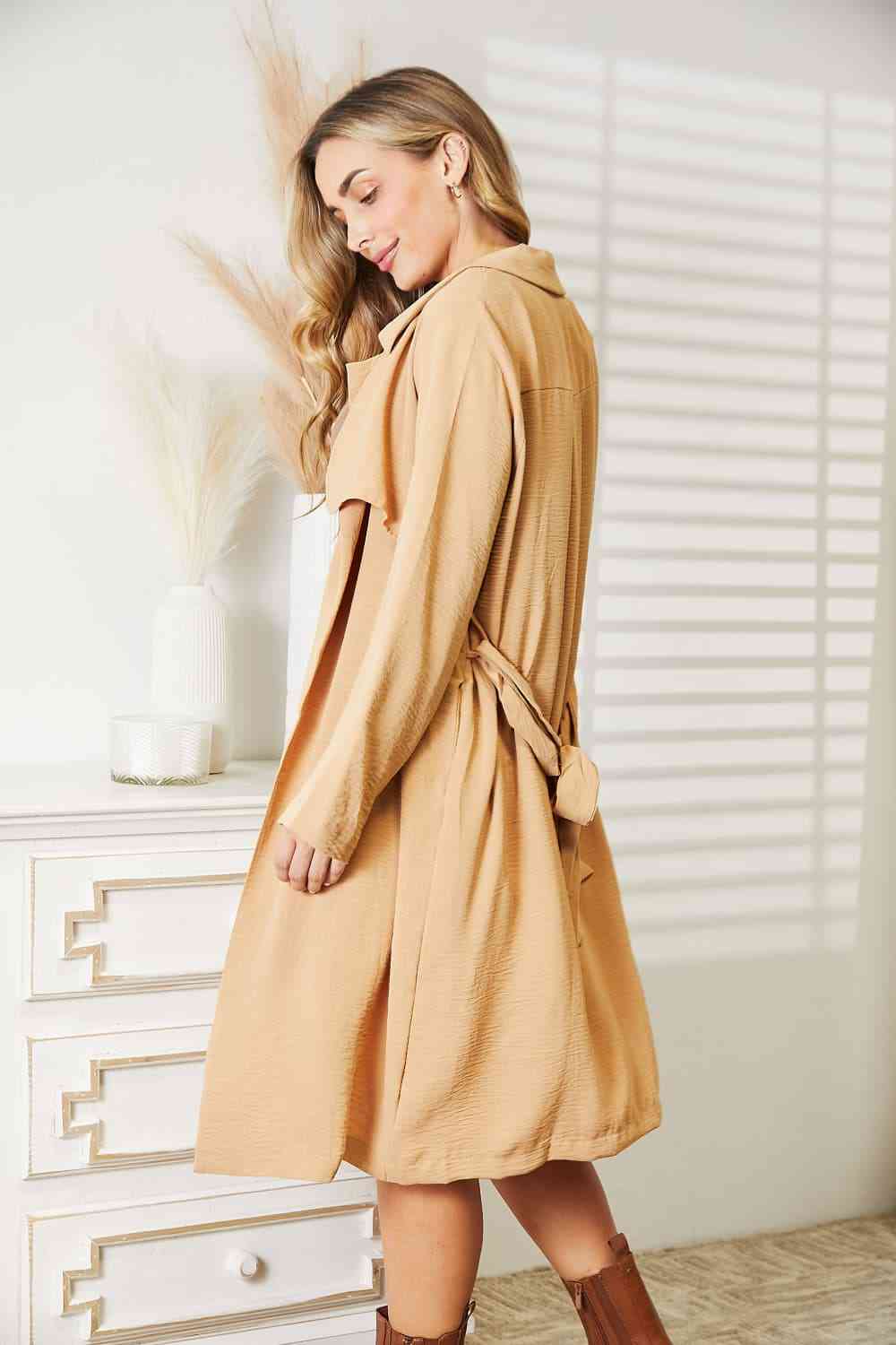   Tied Trench Coat with Pockets Trendsi