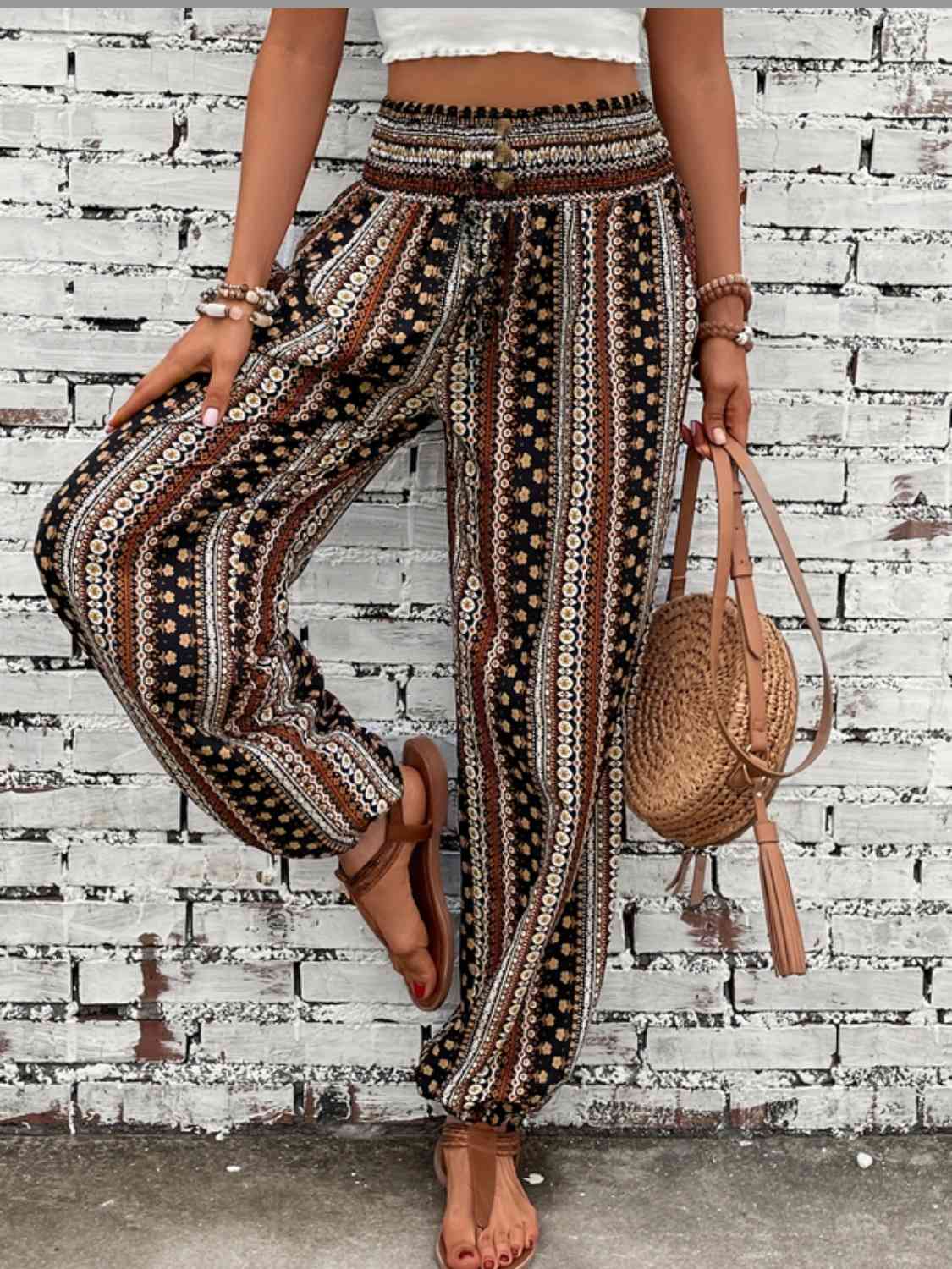 Printed High Waist Pants Bazaarbey