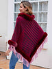 Striped Fringe Hem Poncho Bazaarbey