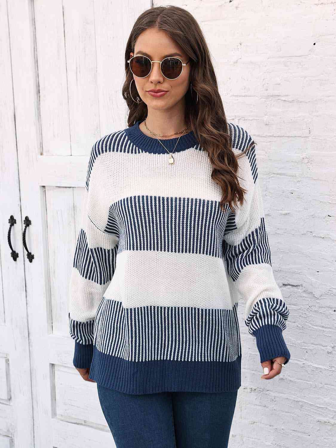 Full Size Round Neck Drop Shoulder Sweater Bazaarbey