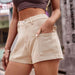 High-Waist Denim Shorts with Pockets Bazaarbey