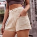 High-Waist Denim Shorts with Pockets Bazaarbey